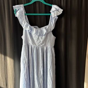 R. Vivimos Light Blue Ruffled Sleeveless Dress sz M 8/10